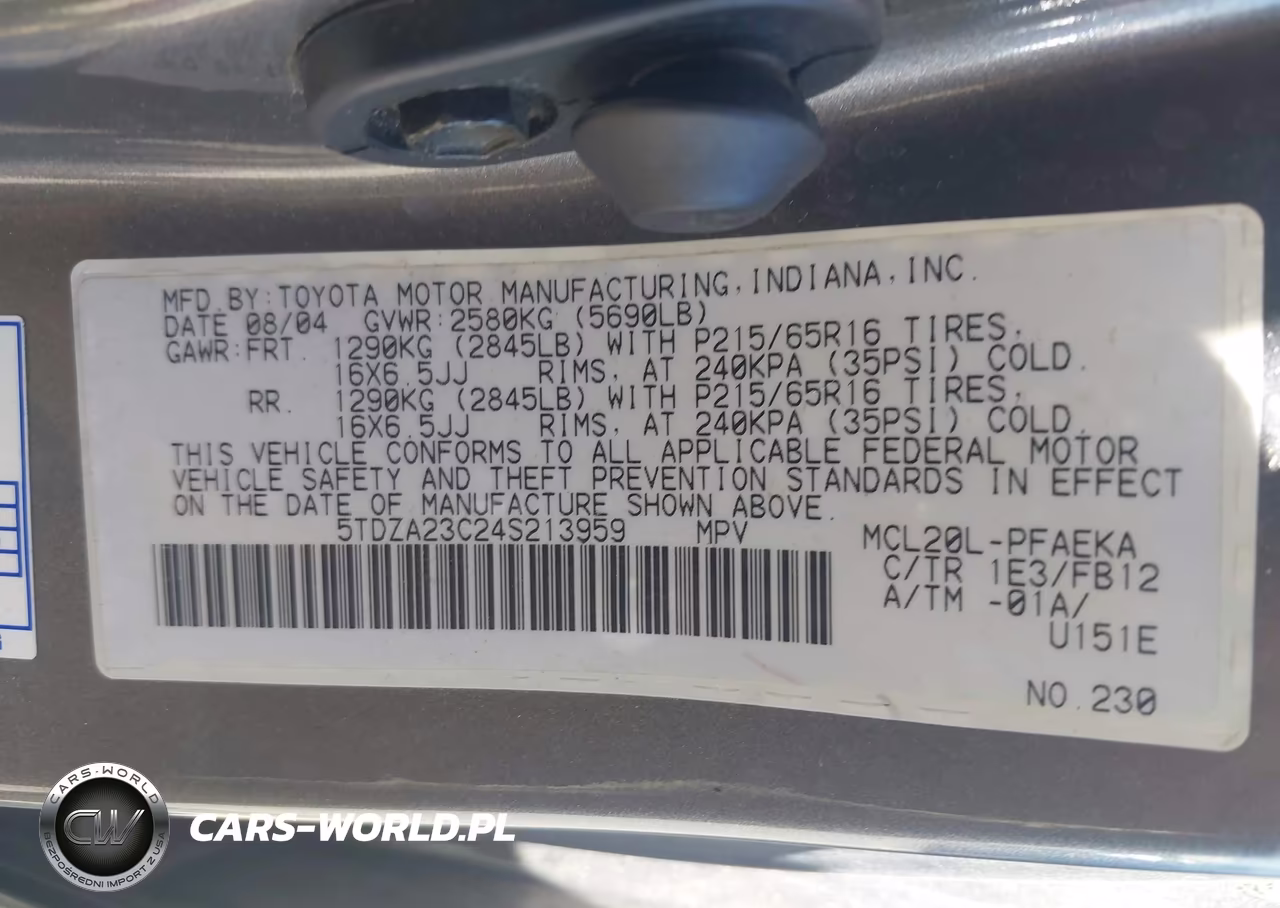 2004 Toyota Sienna Le VIN:5TDZA23C24S213959 - 9