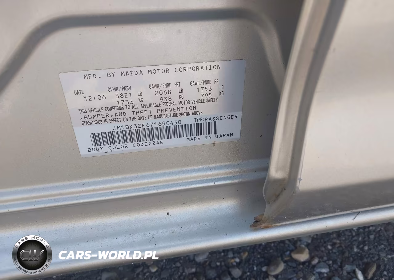 2007 Mazda Mazda3 I VIN:JM1BK32F671690430 - 9