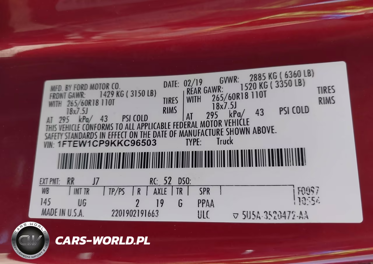 2019 Ford F-150 Xlt VIN:1FTEW1CP9KKC96503 - 9