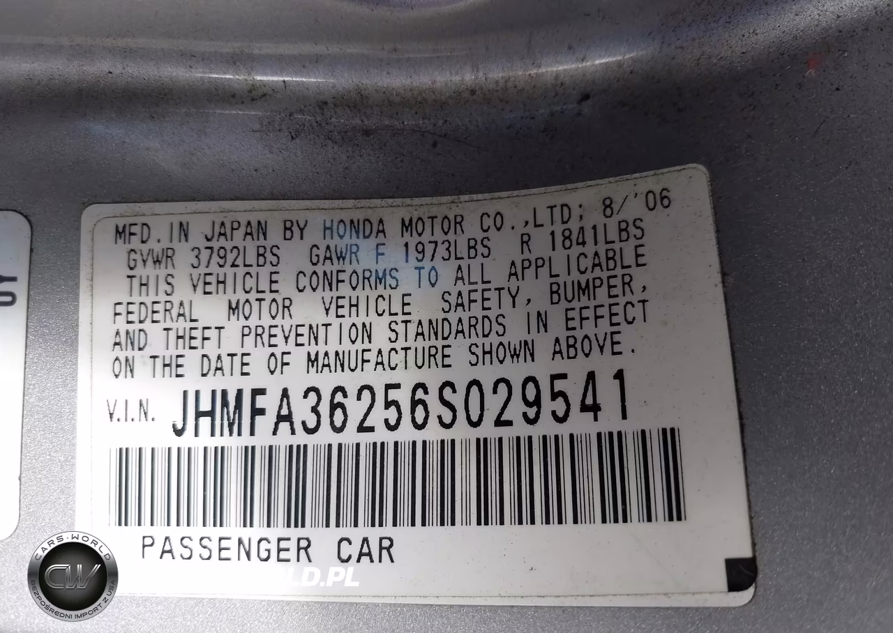 2006 Honda Civic Hybrid VIN:JHMFA36256S029541 - 9