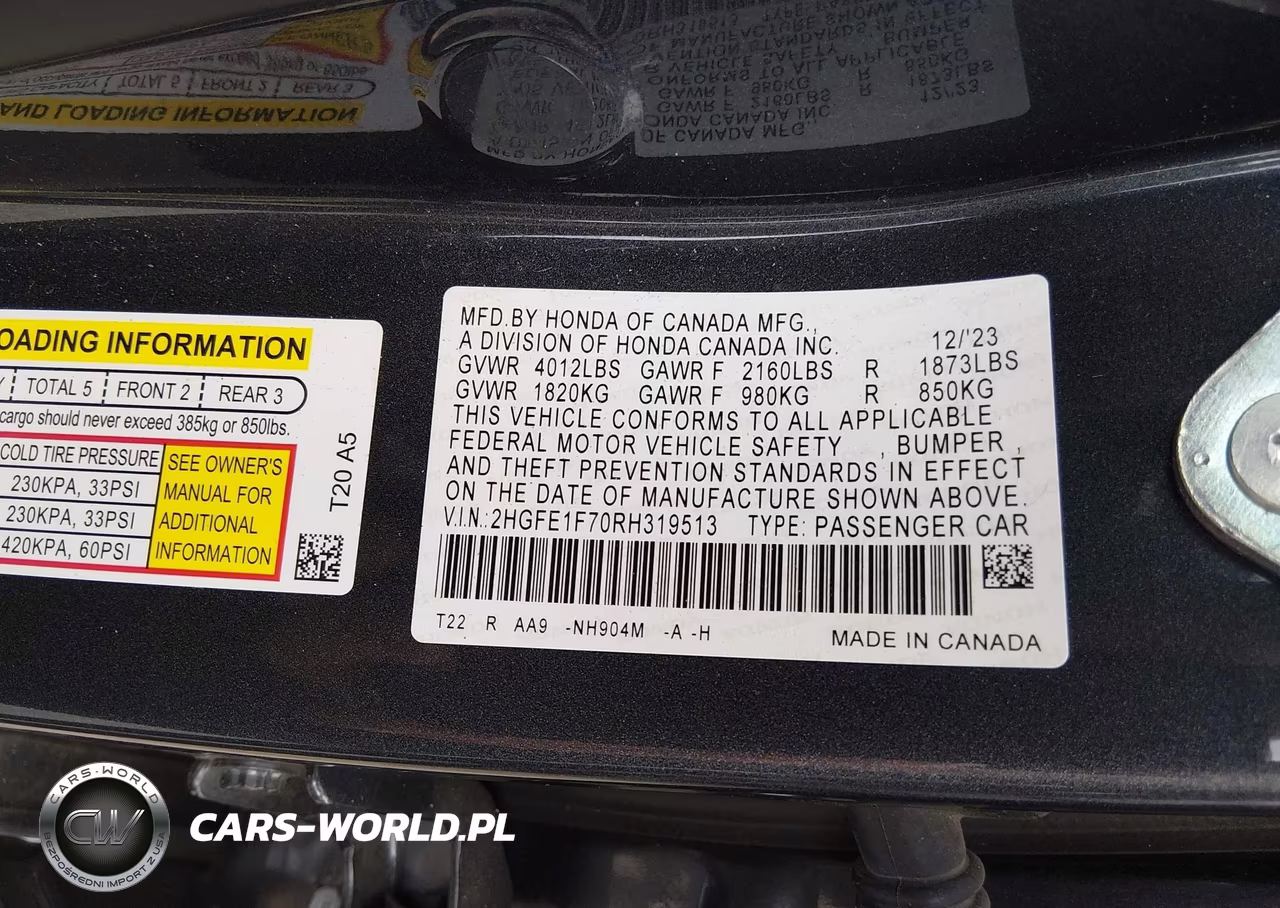 2024 Honda Civic Ex VIN:2HGFE1F70RH319513 - 9
