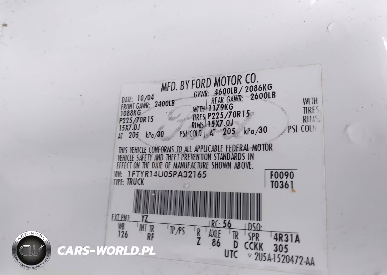2005 Ford Ranger Edge-Stx-Xl-Xlt VIN:1FTYR14U05PA32165 - 9