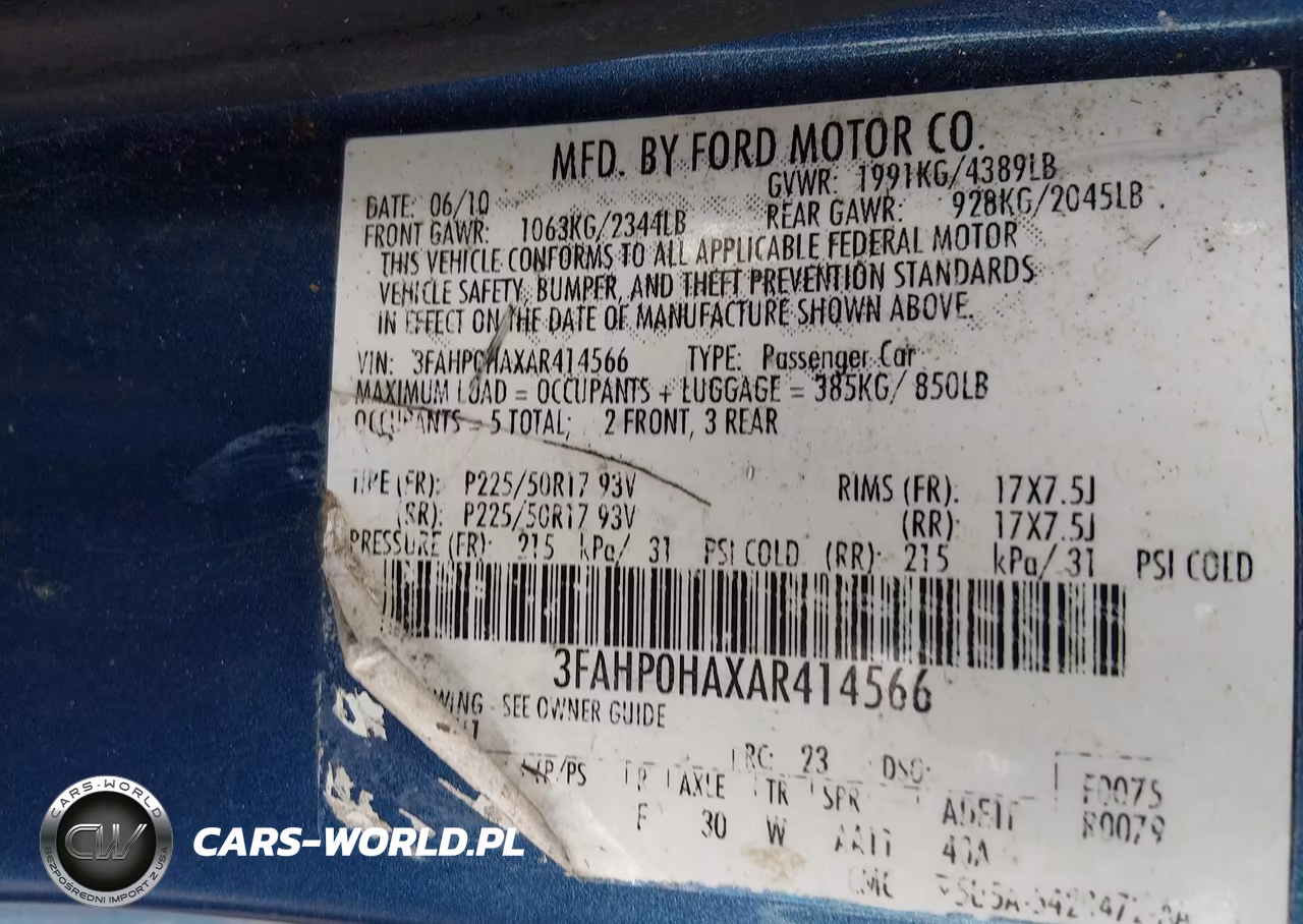2010 Ford Fusion Se VIN:3FAHP0HAXAR414566 - 9