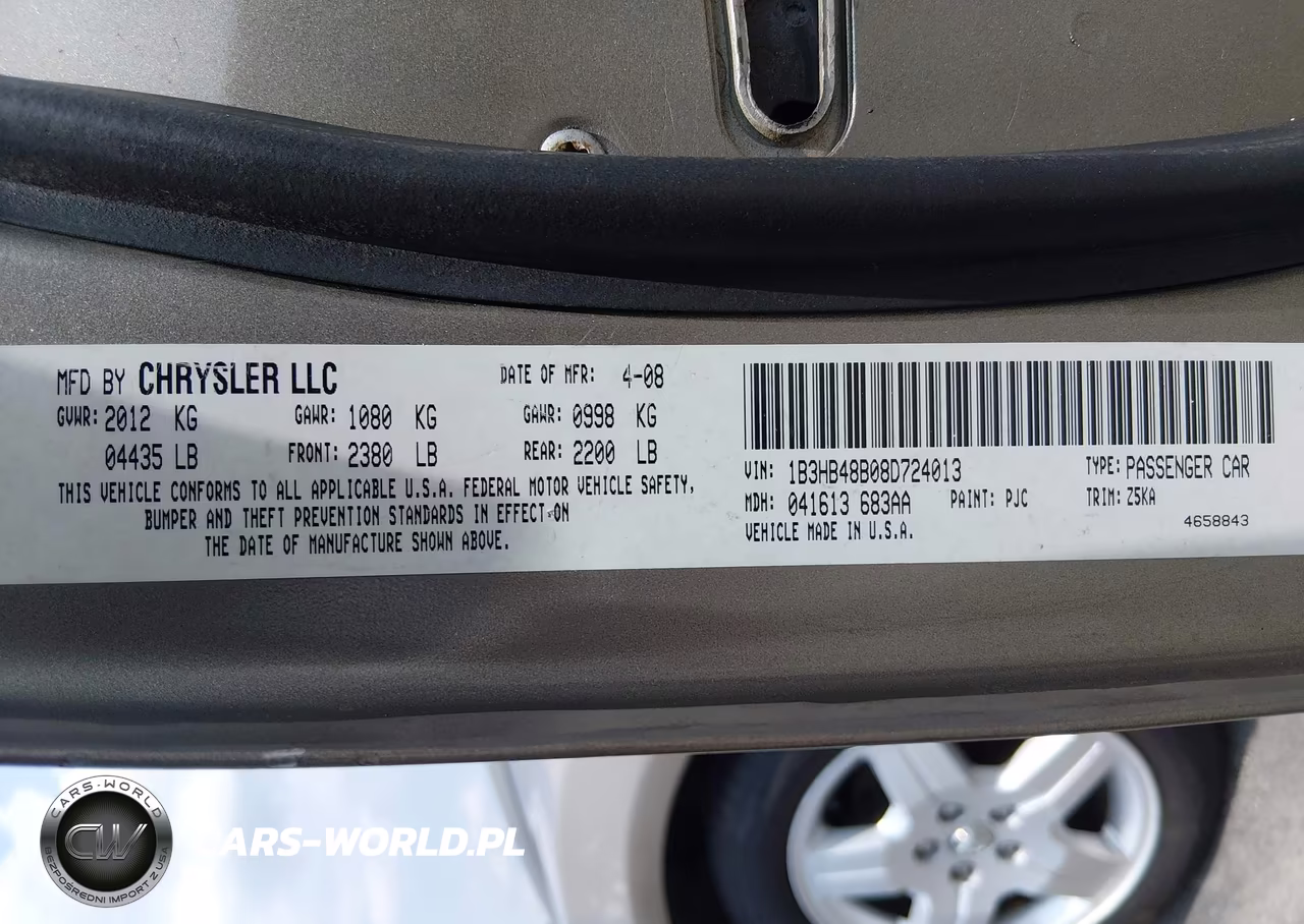 2008 Dodge Caliber Sxt VIN:1B3HB48B08D724013 - 9