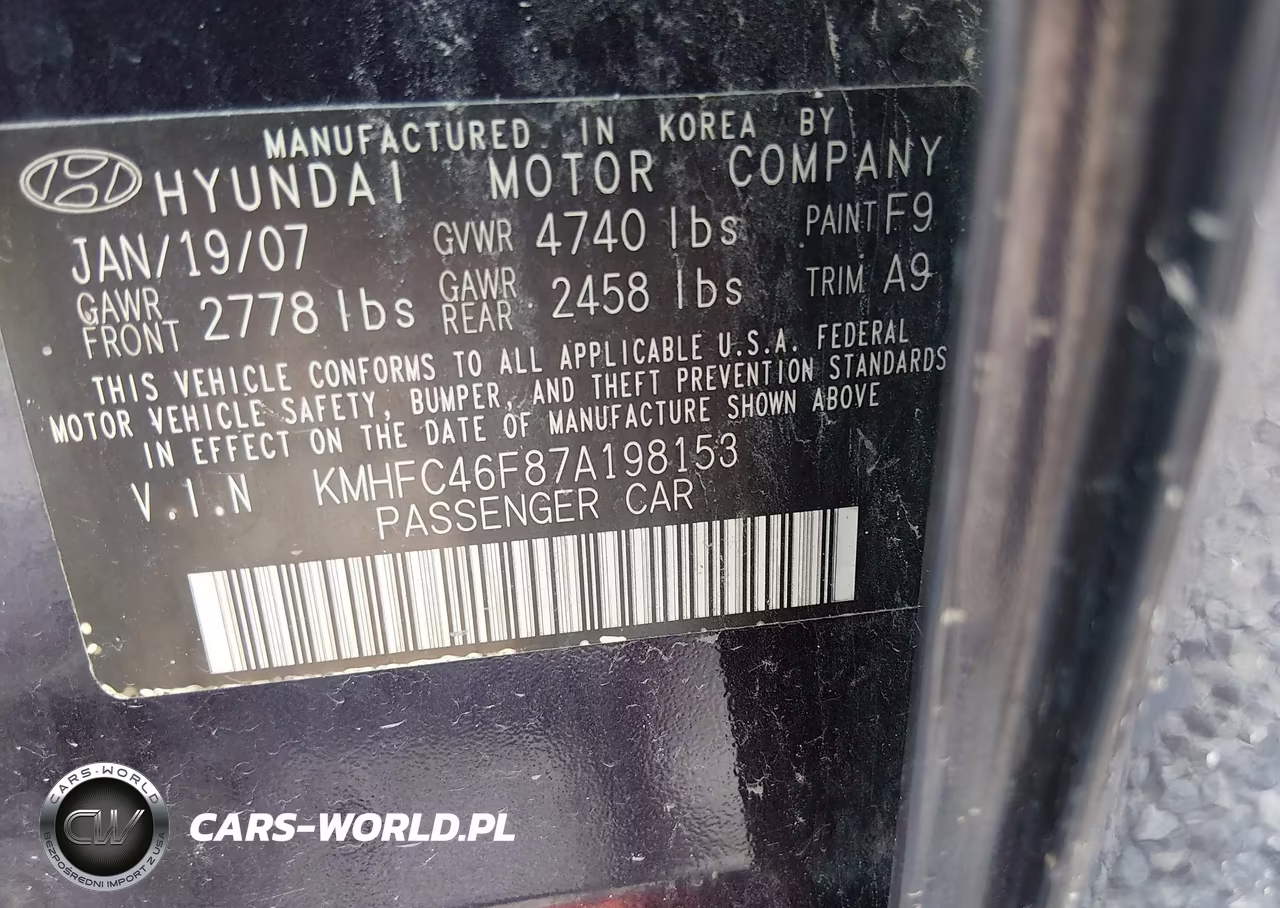 2007 Hyundai Azera Limited-Se VIN:KMHFC46F87A198153 - 9