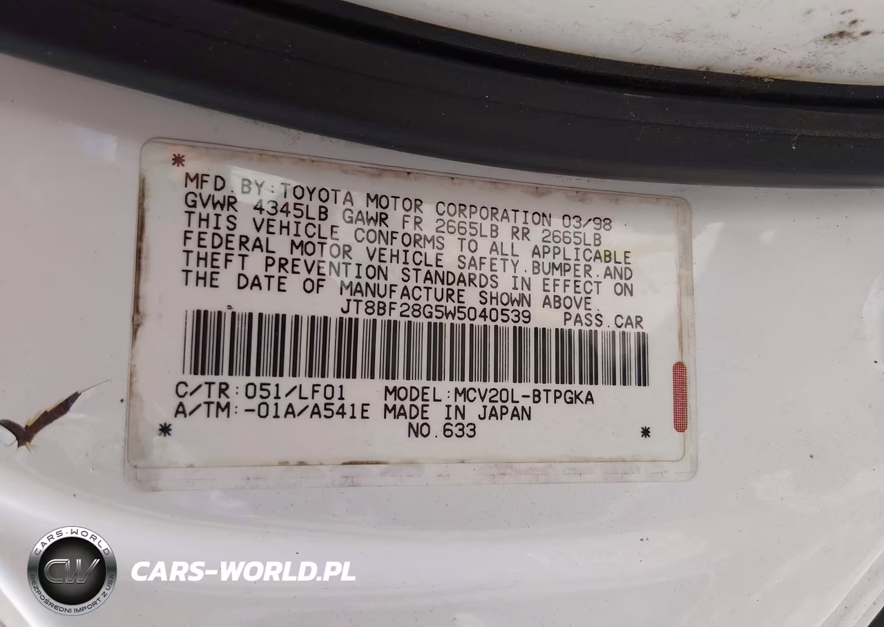 1998 Lexus Es 300 VIN:JT8BF28G5W5040539 - 9