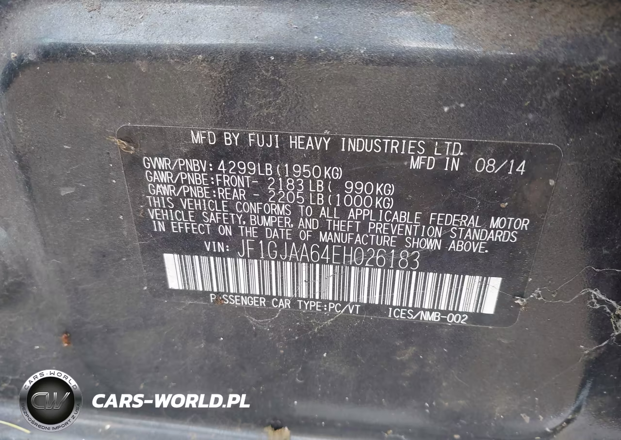 2014 Subaru Impreza 2.0I VIN:JF1GJAA64EH026183 - 9