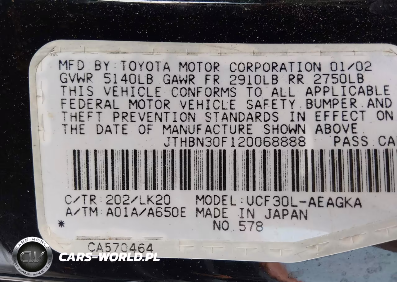 2002 Lexus Ls 430 VIN:JTHBN30F120068888 - 9