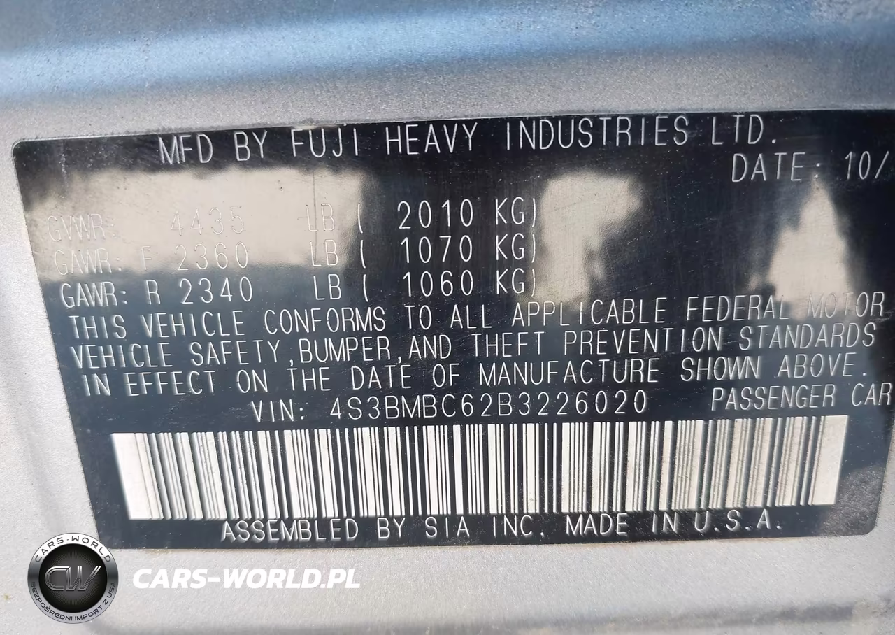 2011 Subaru Legacy 2.5I Premium VIN:4S3BMBC62B3226020 - 9