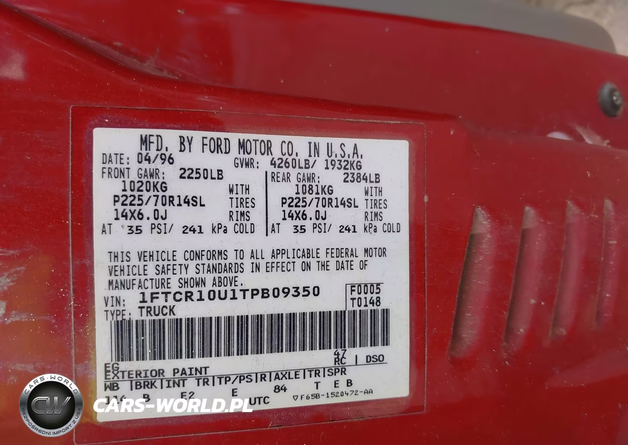 1996 Ford Ranger VIN:1FTCR10U1TPB09350 - 9
