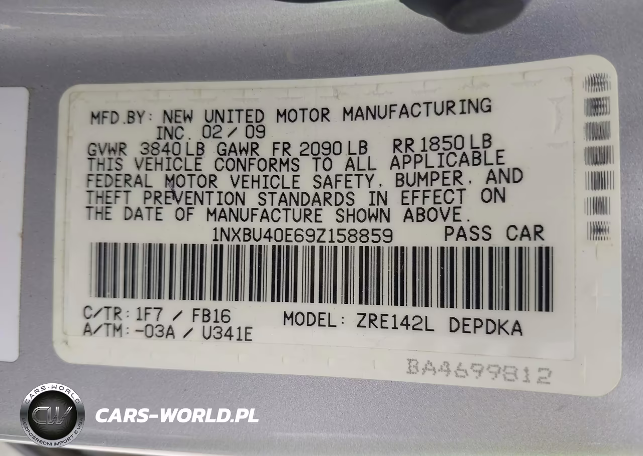 2009 Toyota Corolla Le VIN:1NXBU40E69Z158859 - 9