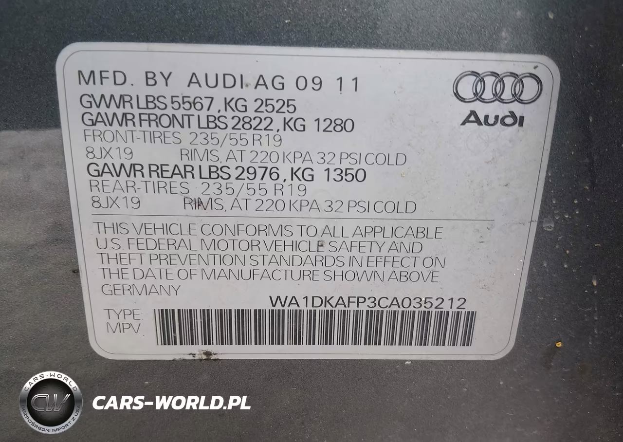 2012 Audi Q5 3.2 Premium Plus VIN:WA1DKAFP3CA035212 - 9