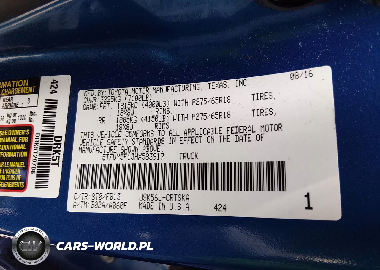 2017 Toyota Tundra Sr5 5.7L V8 VIN:5TFUY5F13HX583917 - 9