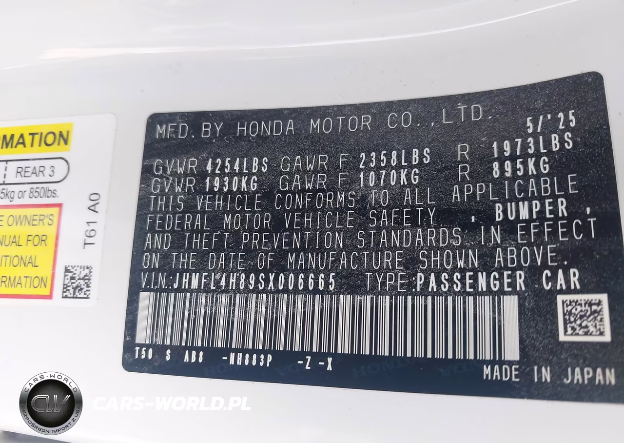 2025 Honda Civic Hybrid Sport VIN:JHMFL4H89SX006665 - 9