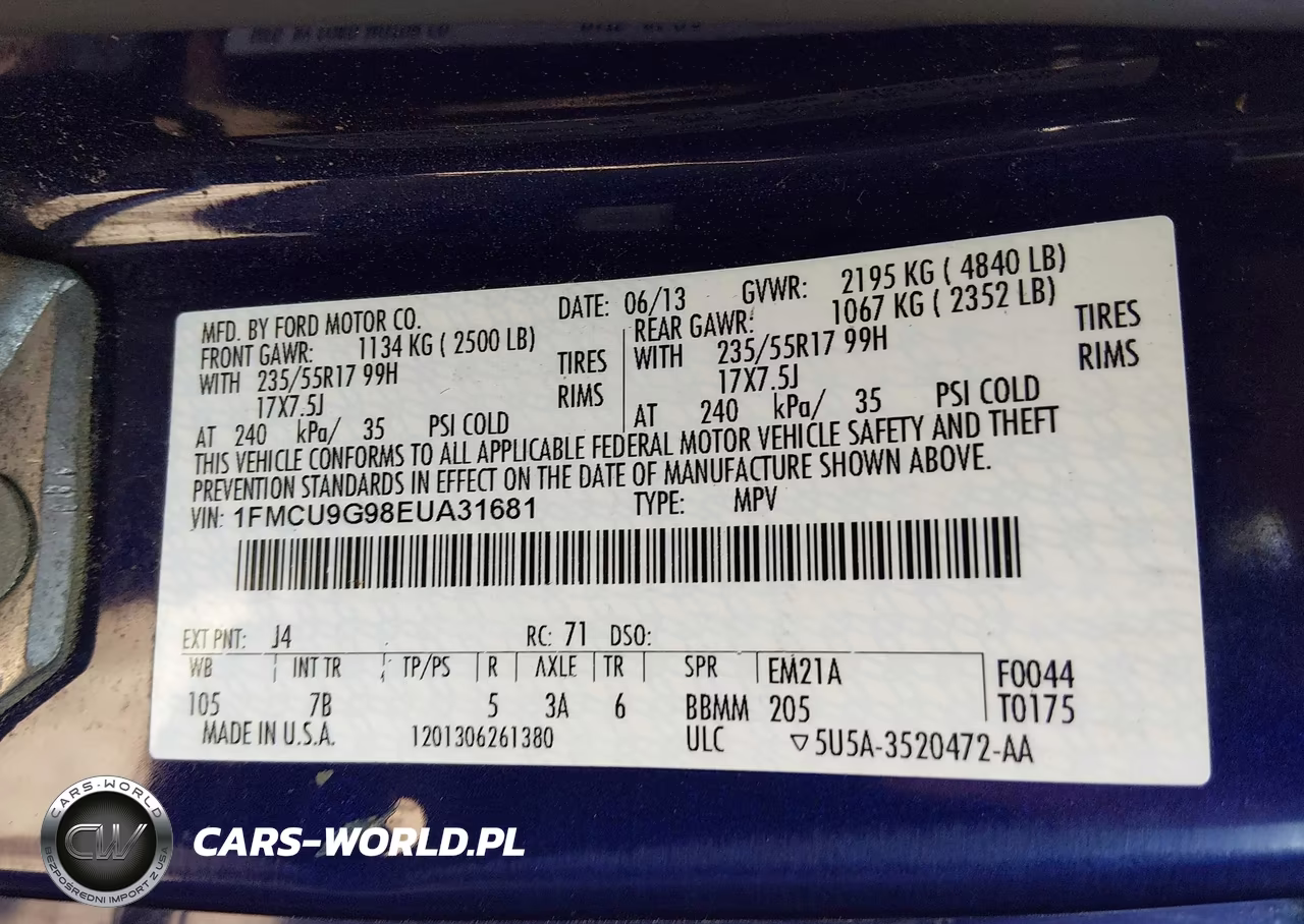 2014 Ford Escape Se VIN:1FMCU9G98EUA31681 - 9