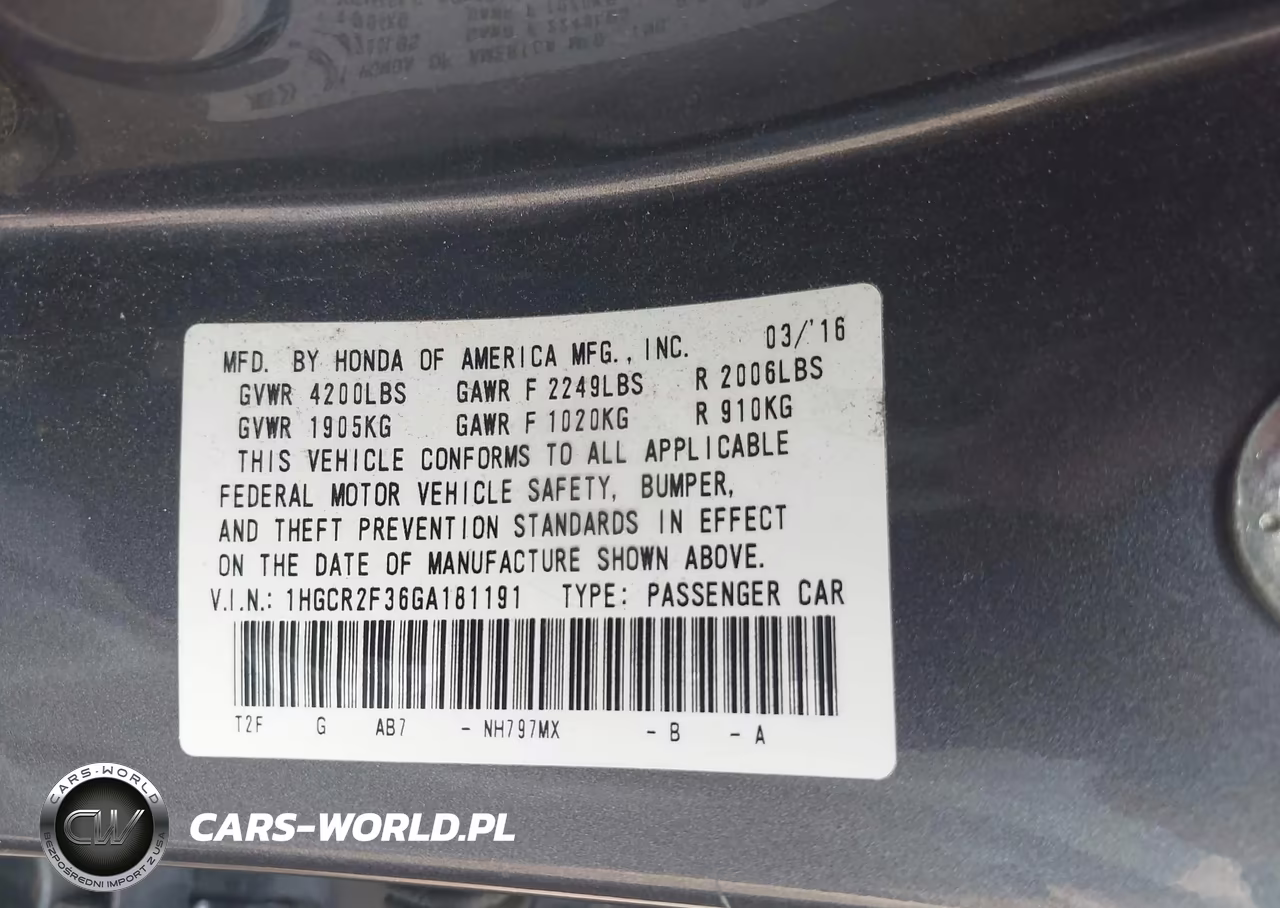 2016 Honda Accord Lx VIN:1HGCR2F36GA181191 - 9