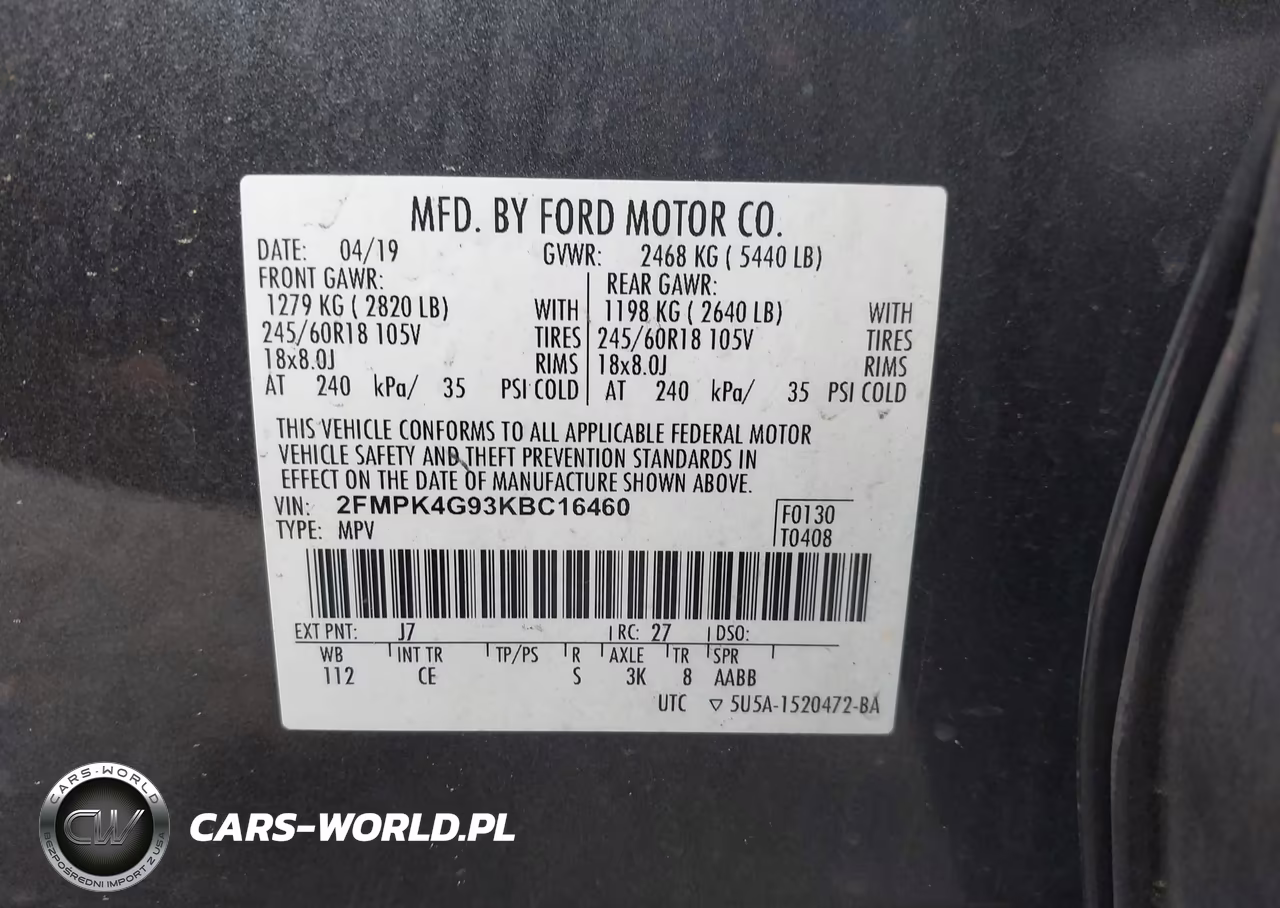2019 Ford Edge Se VIN:2FMPK4G93KBC16460 - 9