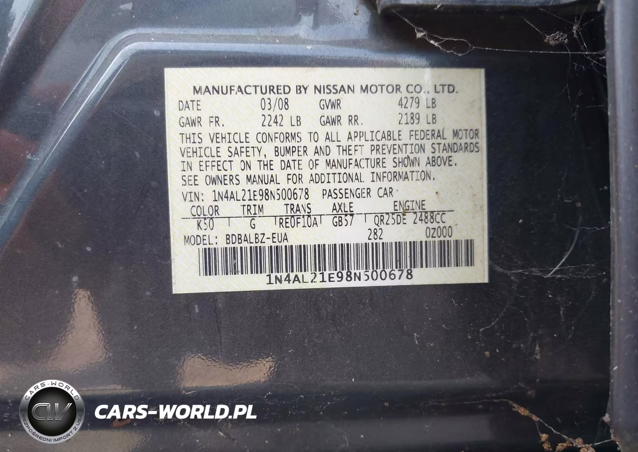 2008 Nissan Altima 2.5 S VIN:1N4AL21E98N500678 - 9