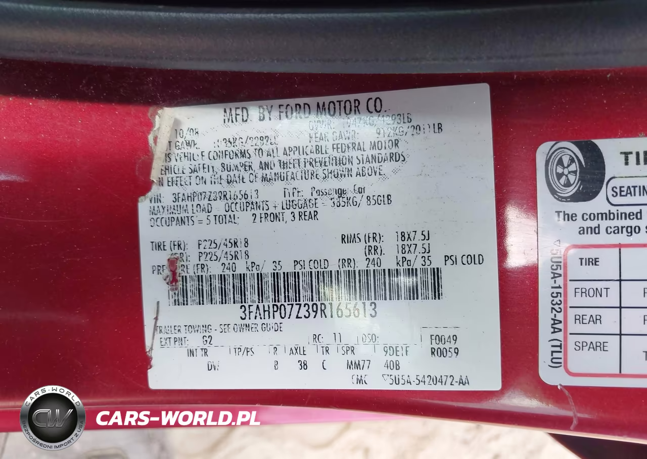 2009 Ford Fusion Se VIN:3FAHP07Z39R165613 - 9