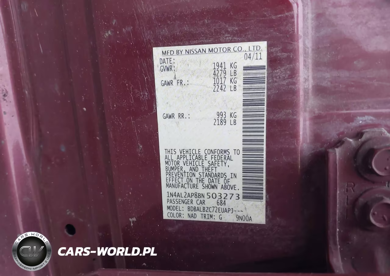 2011 Nissan Altima 2.5 S VIN:1N4AL2AP8BN503273 - 9
