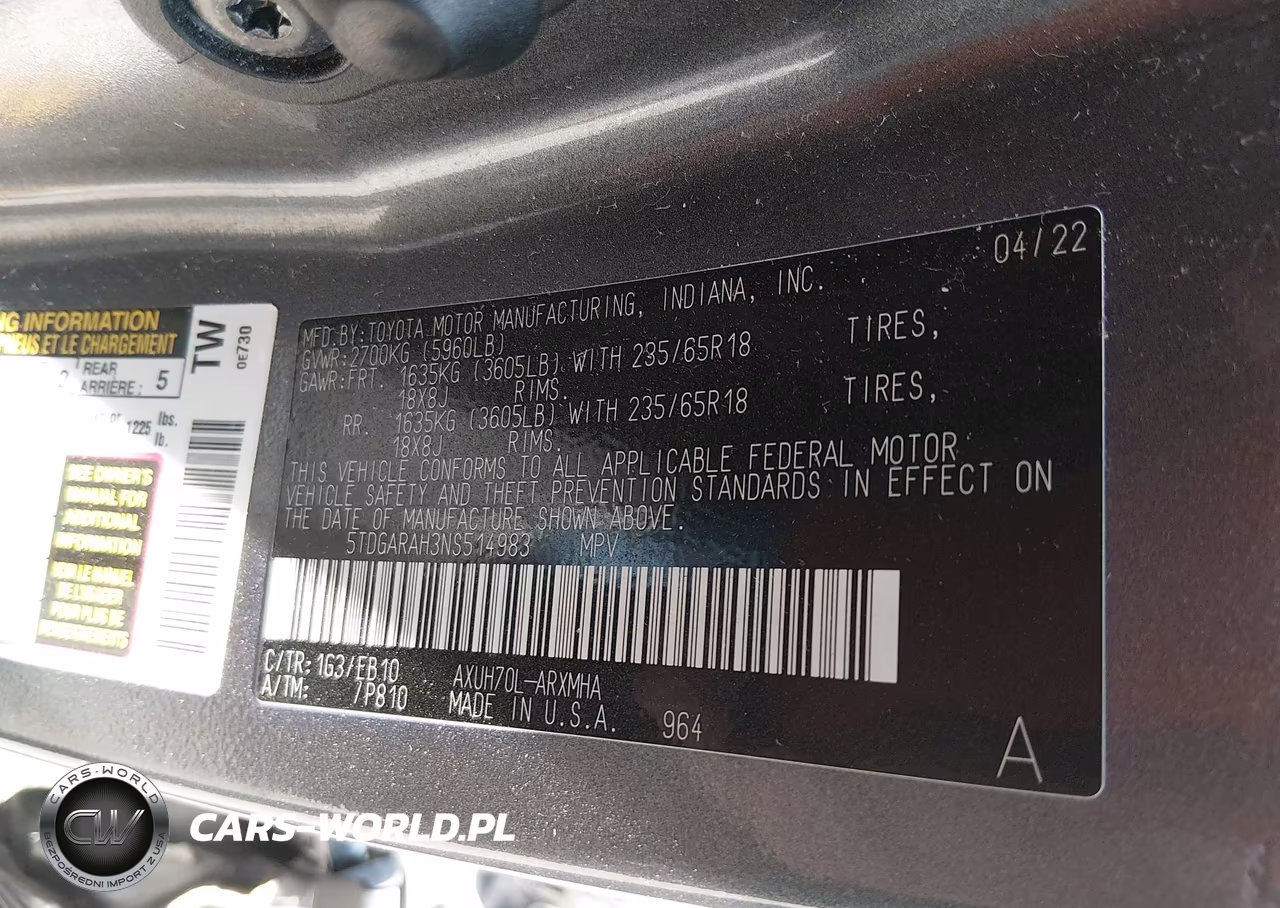 2022 Toyota Highlander Hybrid Xle VIN:5TDGARAH3NS514983 - 9