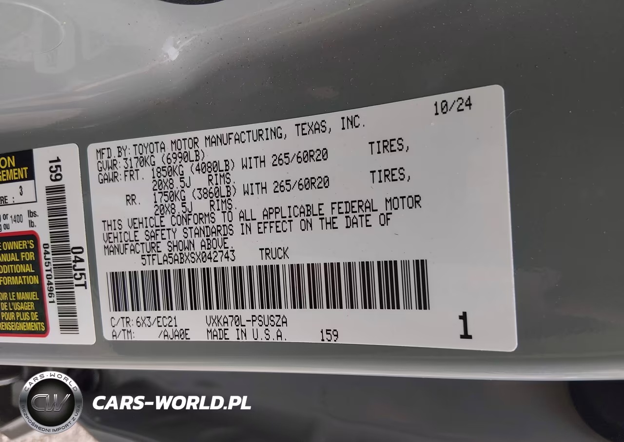 2025 Toyota Tundra Sr5 VIN:5TFLA5ABXSX042743 - 9