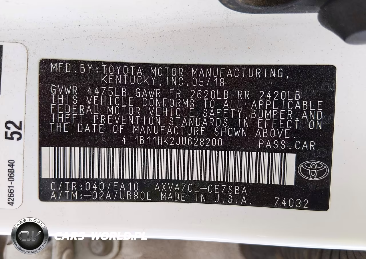 2018 Toyota Camry Se VIN:4T1B11HK2JU628200 - 9