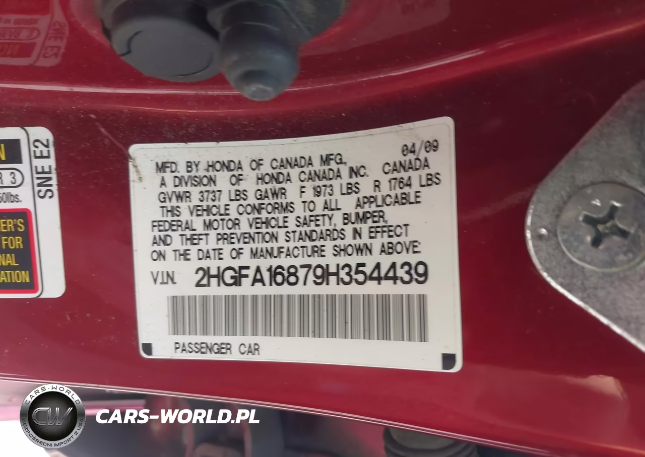 2009 Honda Civic Ex VIN:2HGFA16879H354439 - 9