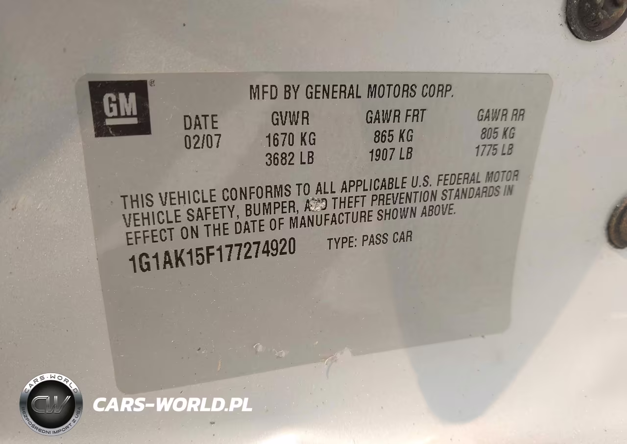 2007 Chevrolet Cobalt Ls VIN:1G1AK15F177274920 - 9