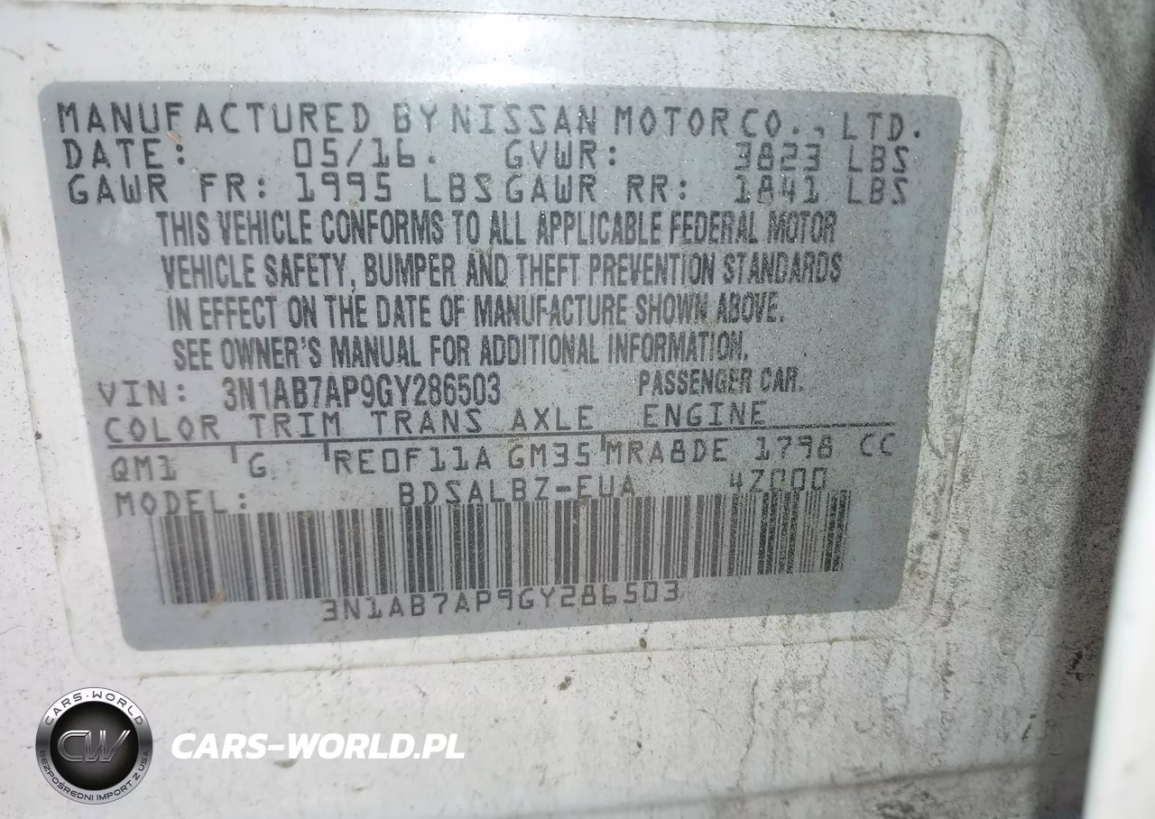 2016 Nissan Sentra Fe+ S-S-Sl-Sr-Sv VIN:3N1AB7AP9GY286503 - 9