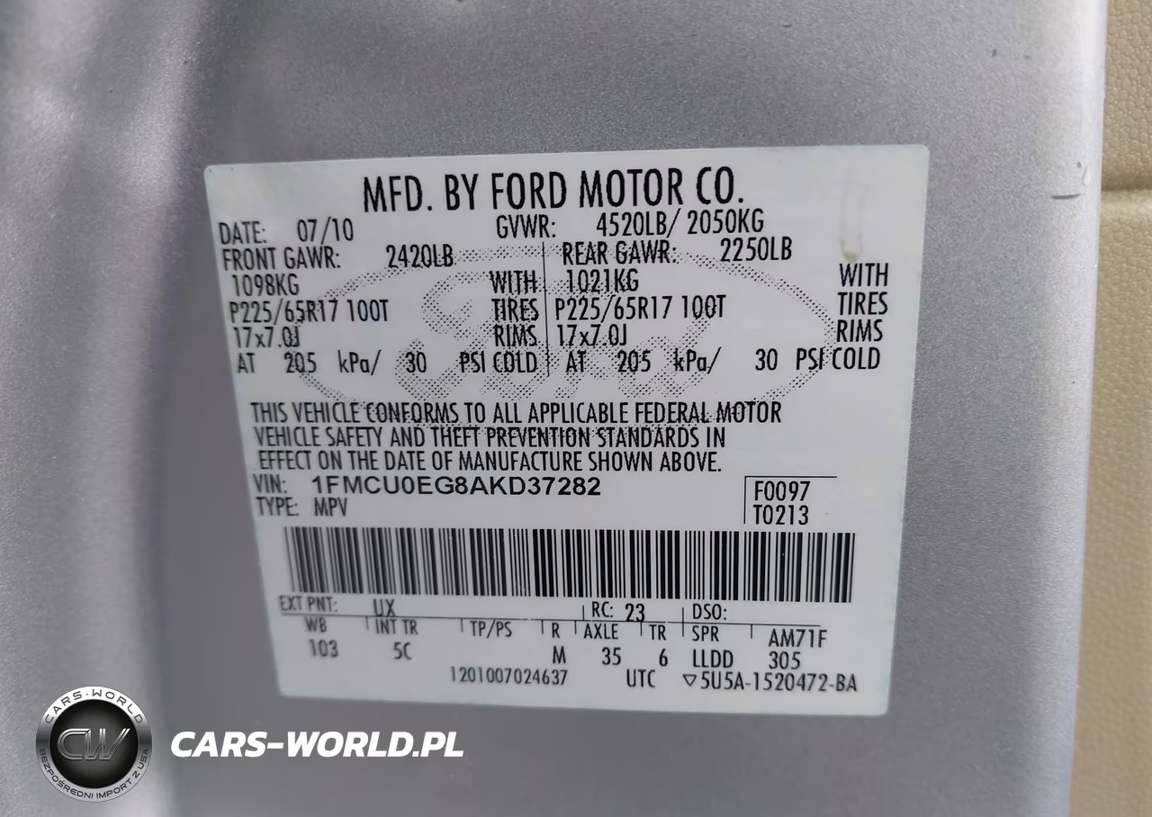 2010 Ford Escape Limited VIN:1FMCU0EG8AKD37282 - 9