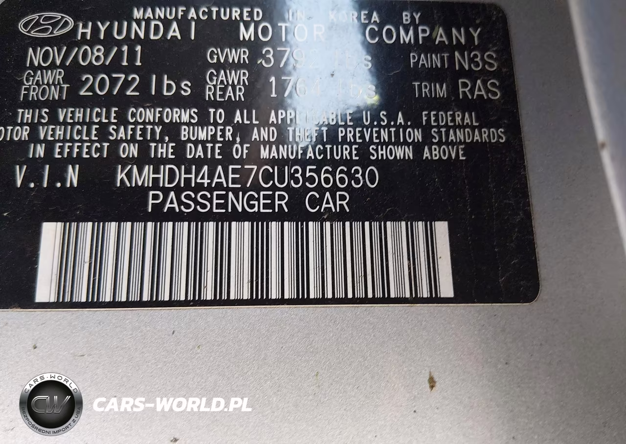 2012 Hyundai Elantra Gls (Ulsan Plant) VIN:KMHDH4AE7CU356630 - 9