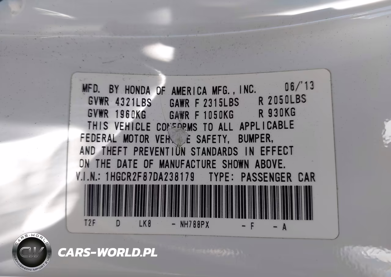 2013 Honda Accord Ex-L VIN:1HGCR2F87DA238179 - 9