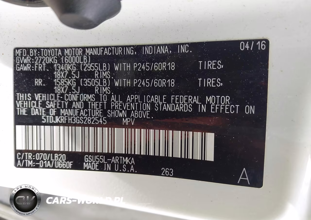 2016 Toyota Highlander Xle V6 VIN:5TDJKRFH3GS282545 - 9