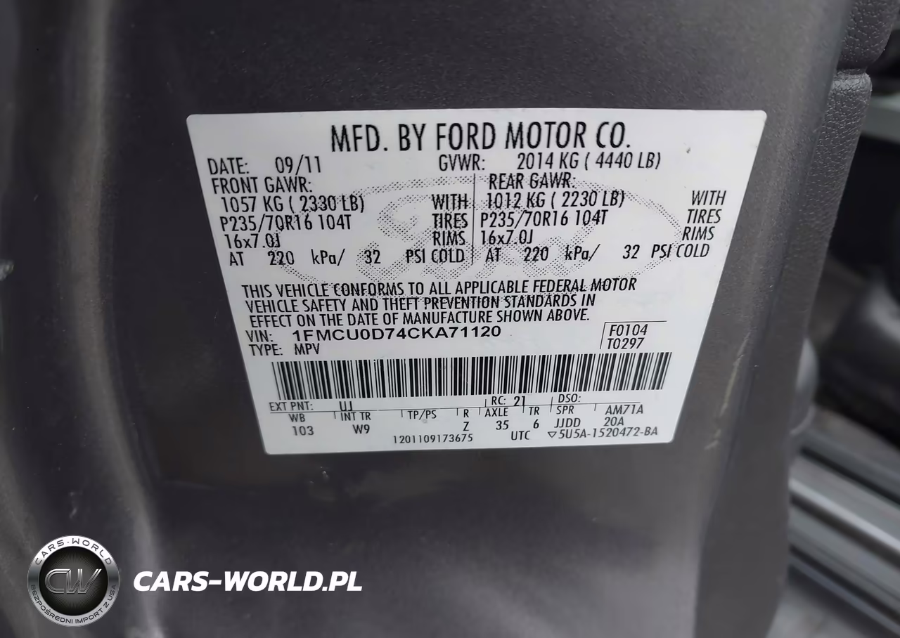 2012 Ford Escape Xlt VIN:1FMCU0D74CKA71120 - 9