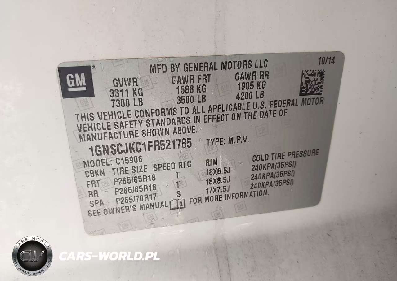 2015 Chevrolet Suburban 1500 Lt VIN:1GNSCJKC1FR521785 - 9