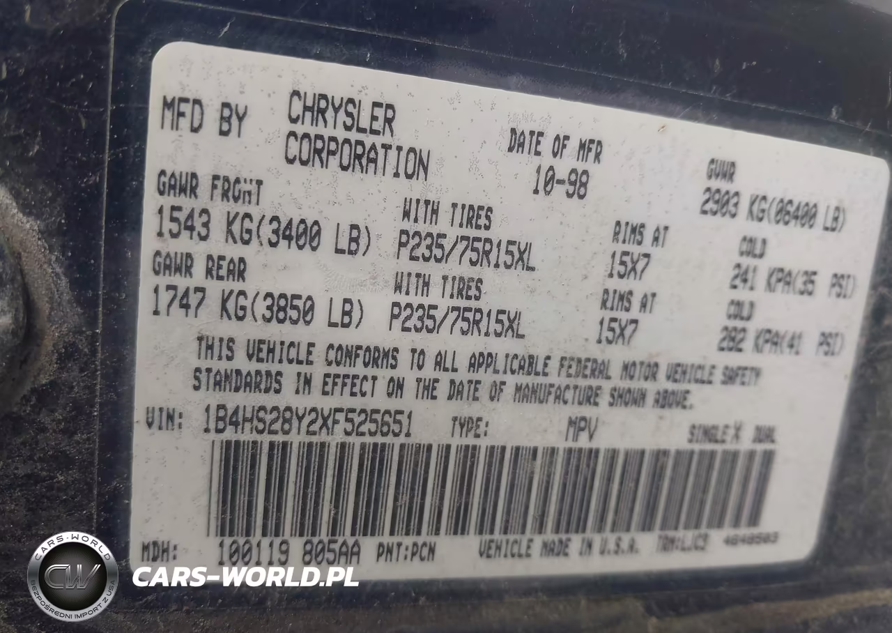 1999 Dodge Durango VIN:1B4HS28Y2XF525651 - 9
