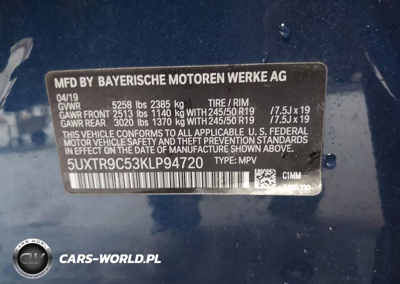 2019 BMW X3 xDrive30I VIN:5UXTR9C53KLP94720 - 9