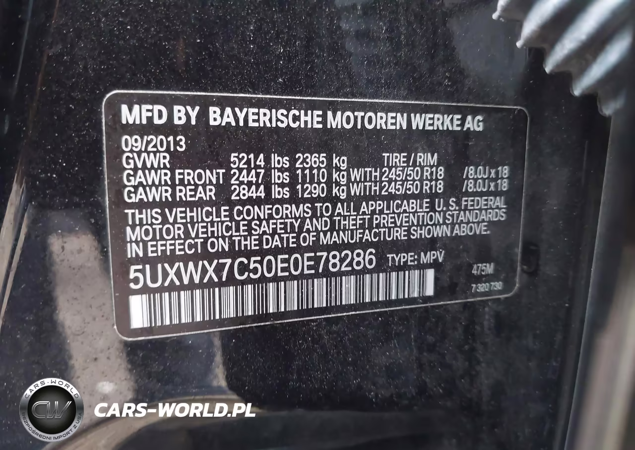 2014 BMW X3 xDrive35I VIN:5UXWX7C50E0E78286 - 9