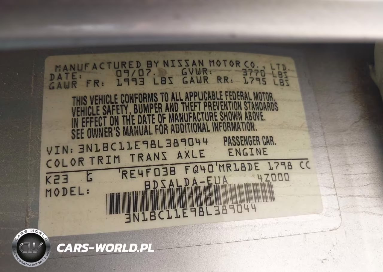 2008 Nissan Versa 1.8S VIN:3N1BC11E98L389044 - 9