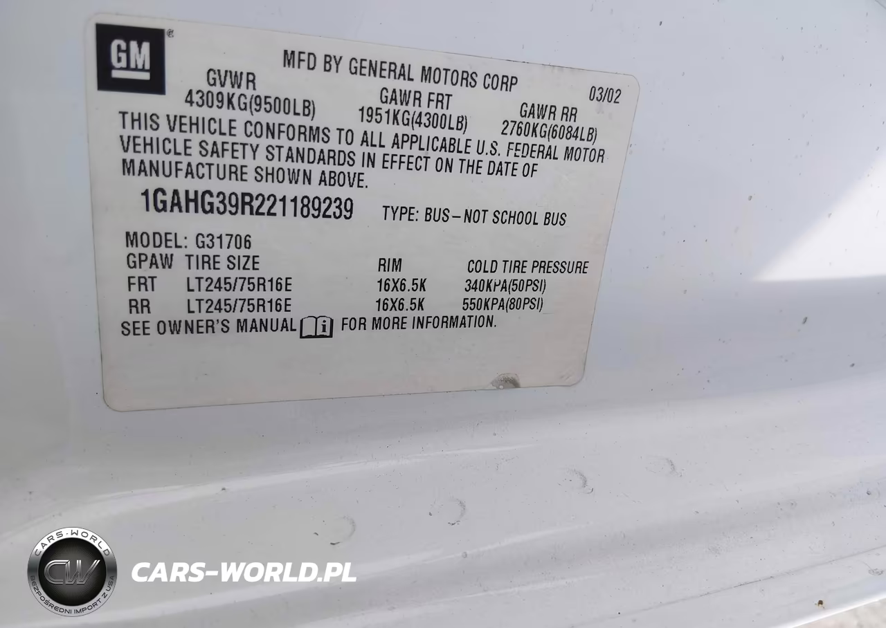 2002 Chevrolet Express Van VIN:1GAHG39R221189239 - 9