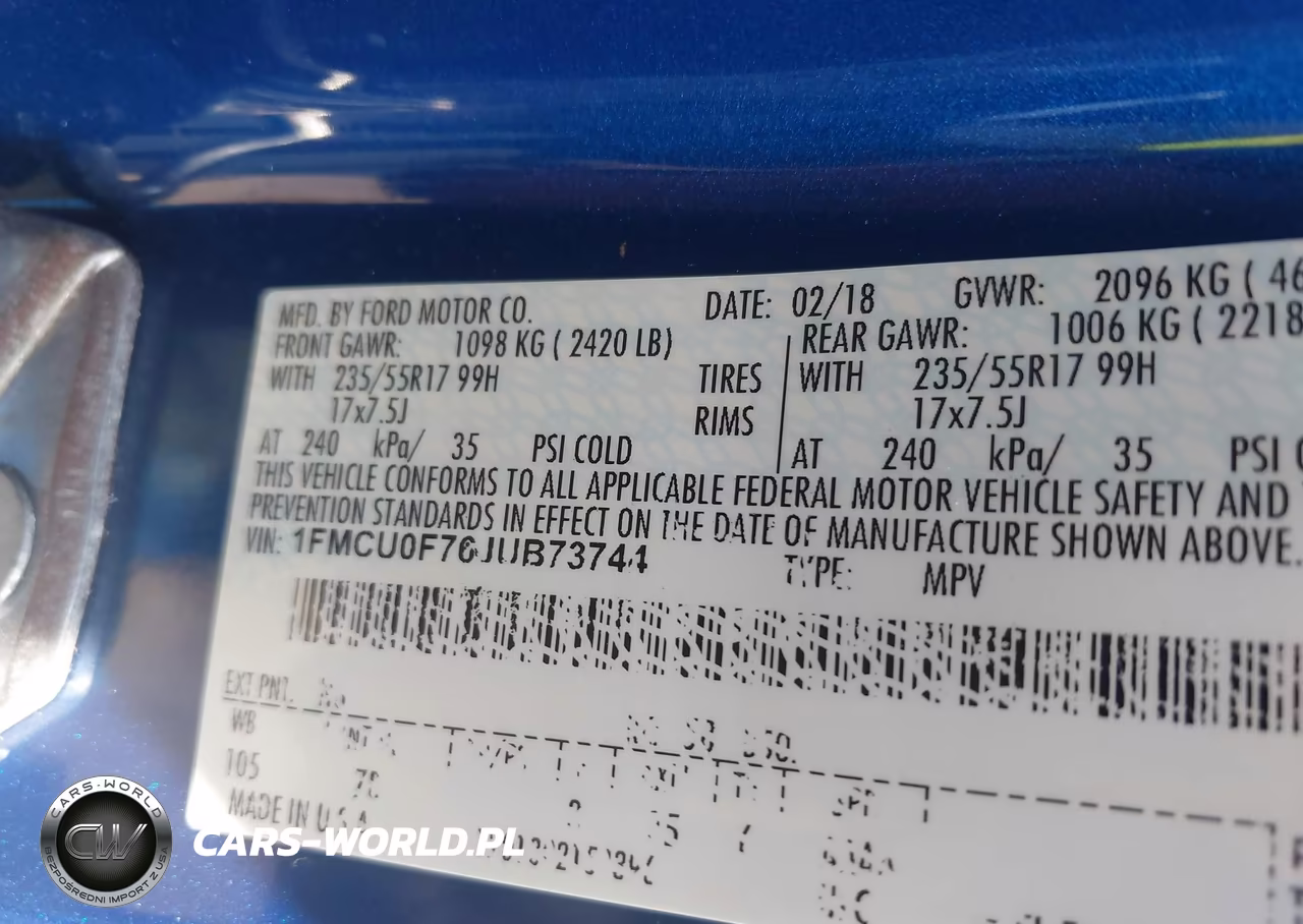 2018 Ford Escape S VIN:1FMCU0F76JUB73744 - 9