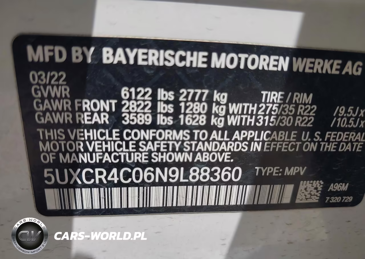 2022 BMW X5 Sdrive40I VIN:5UXCR4C06N9L88360 - 9
