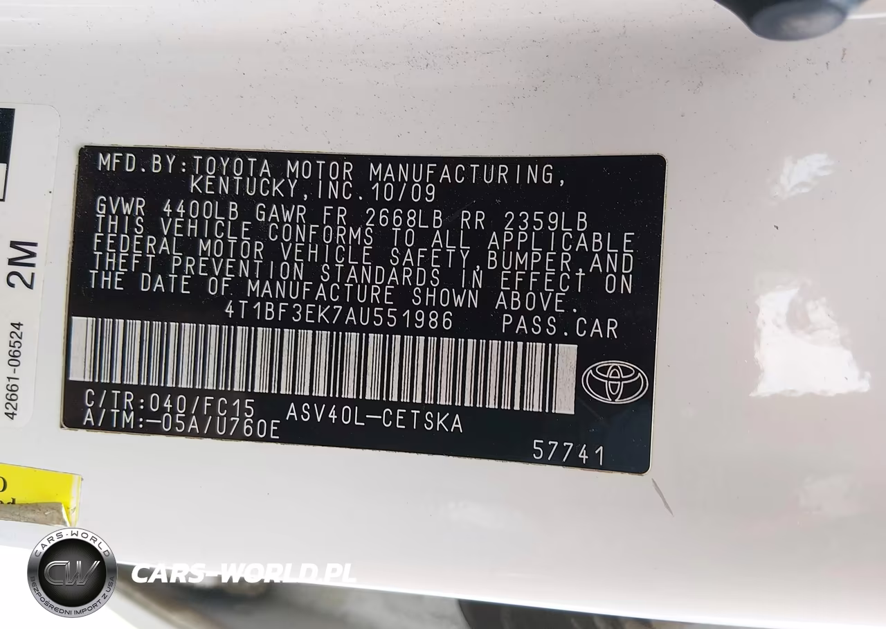 2010 Toyota Camry Se VIN:4T1BF3EK7AU551986 - 9