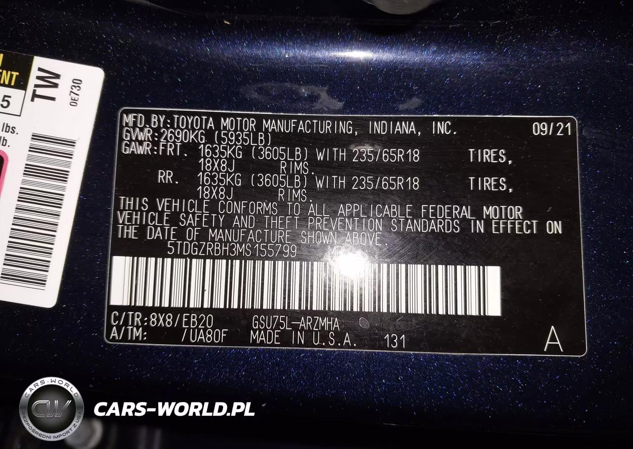 2021 Toyota Highlander Xle VIN:5TDGZRBH3MS155799 - 9