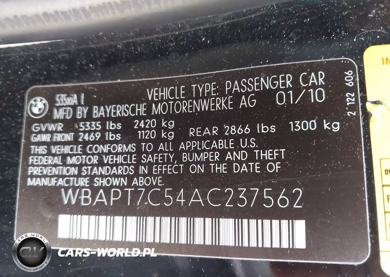 2010 BMW 535I xDrive VIN:WBAPT7C54AC237562 - 9