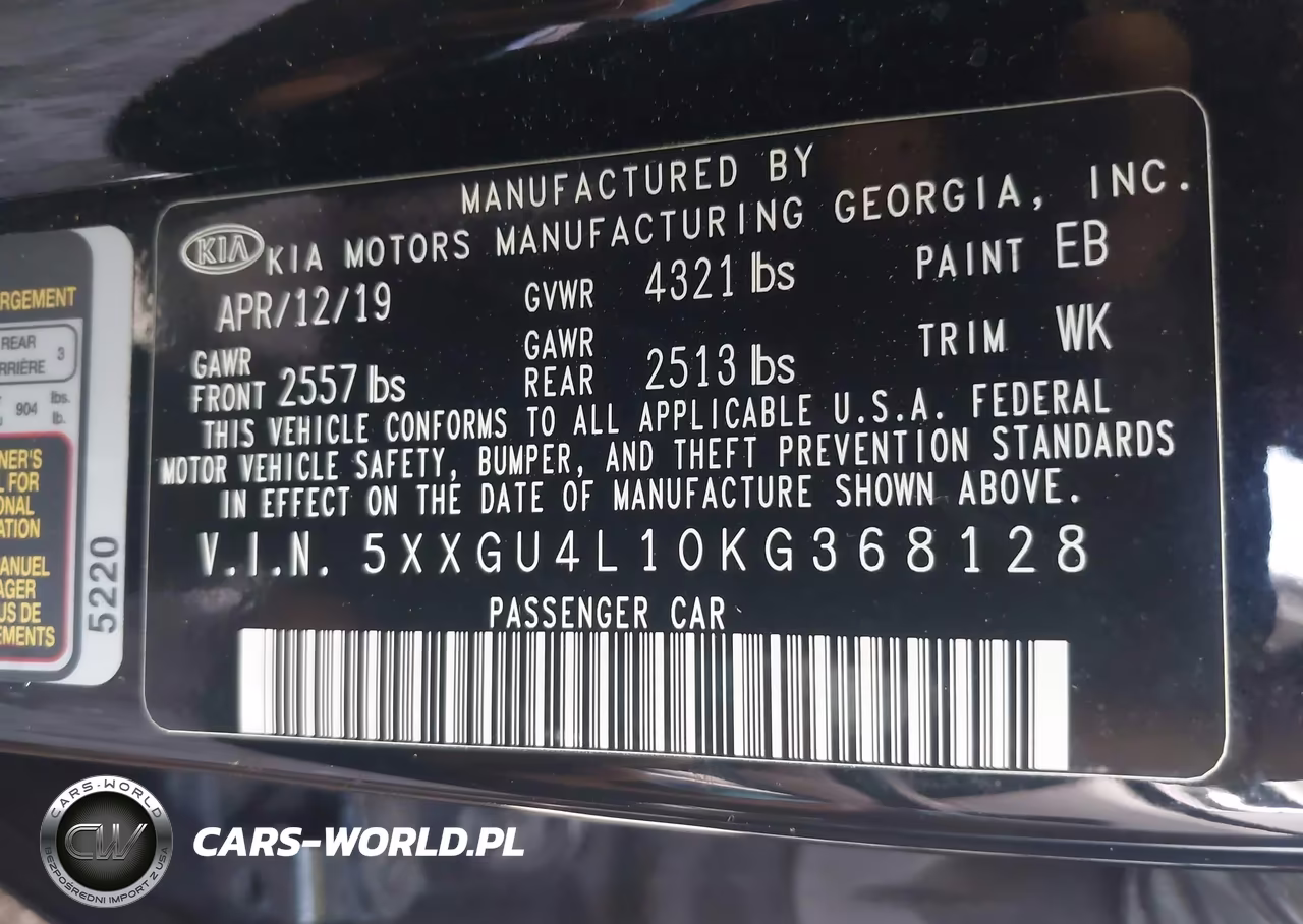 2019 Kia Optima Ex VIN:5XXGU4L10KG368128 - 9