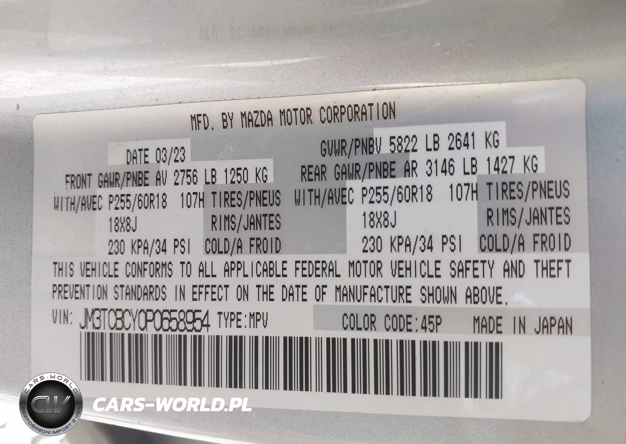 2023 Mazda Cx-9 Touring VIN:JM3TCBCY0P0658954 - 9