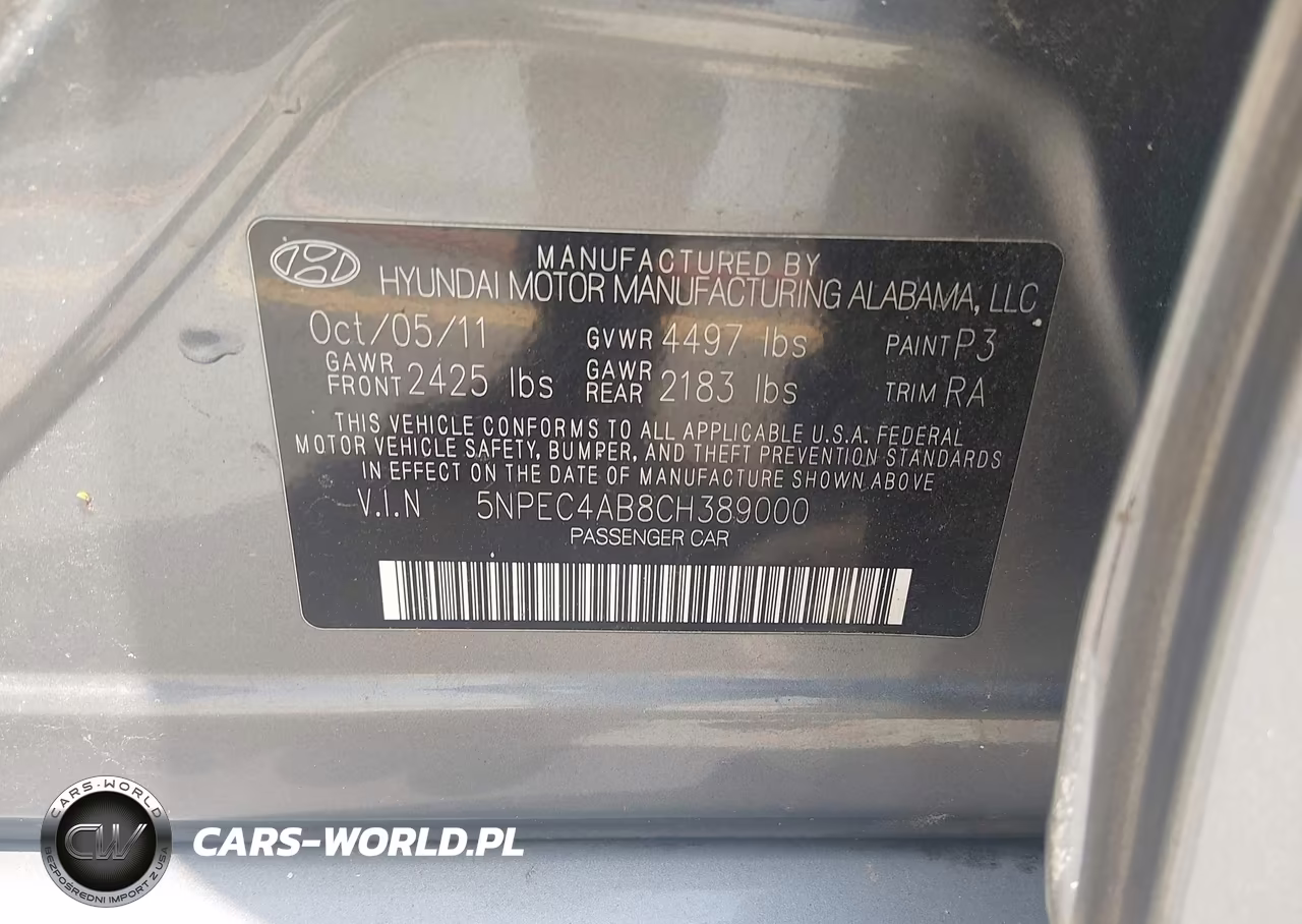 2012 Hyundai Sonata Limited 2.0T VIN:5NPEC4AB8CH389000 - 9