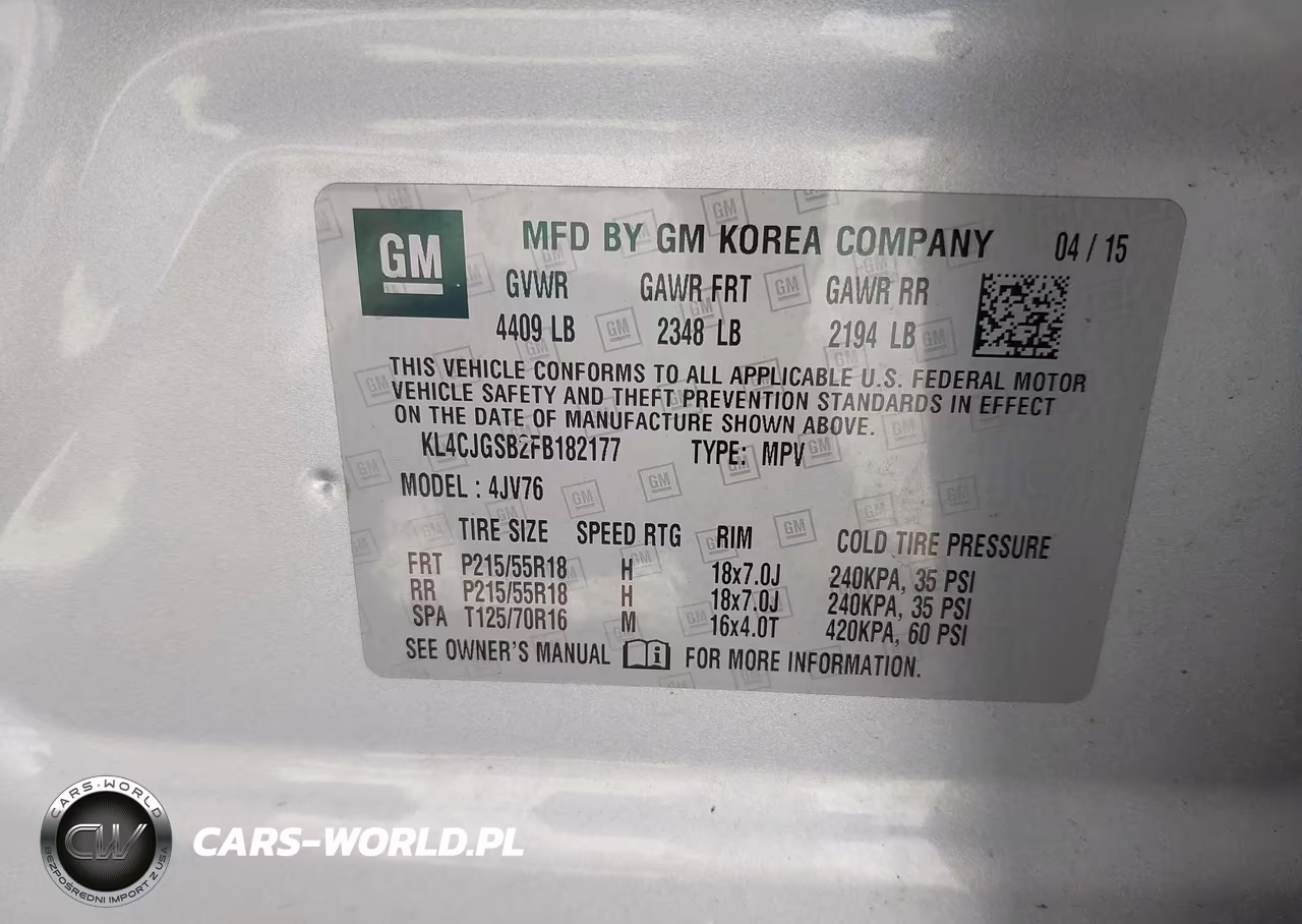 2015 Buick Encore Leather VIN:KL4CJGSB2FB182177 - 9